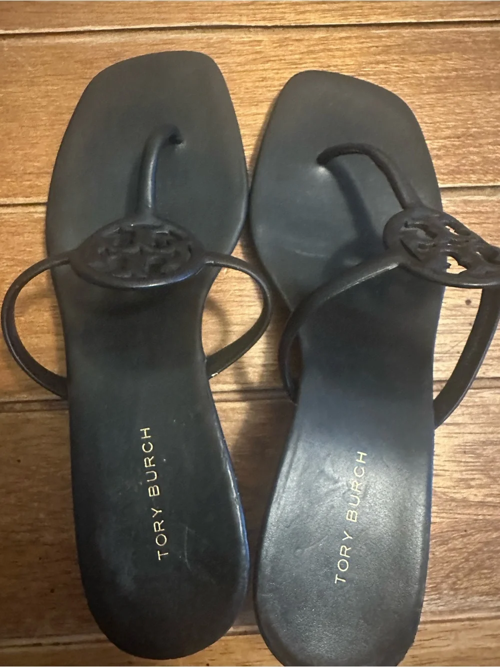 Tory Burch Navy Miller Logo Thong Sandals